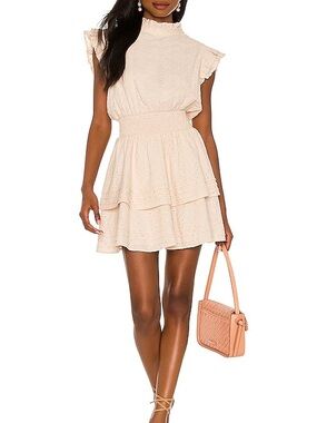 Cleobella Cream Ruffle-Tiered Mini Dress